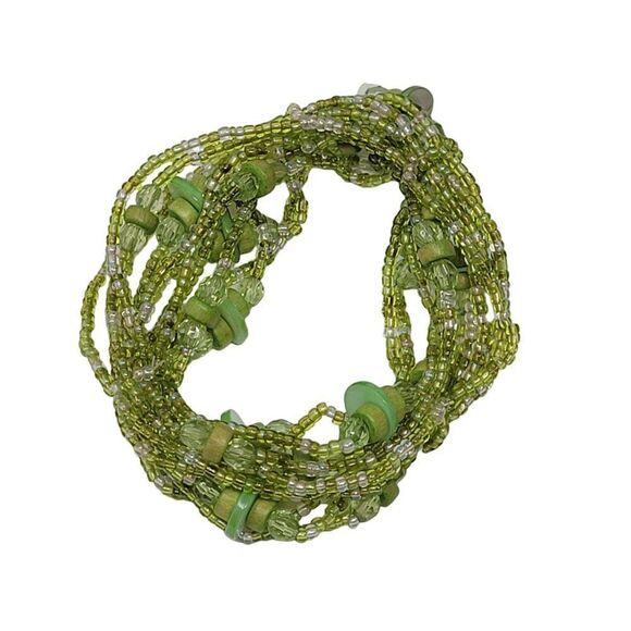 Bracelet Stretch Multistrand Pale Pastel Seafoam Green Seed Beads Rocailles - Picture 3 of 9